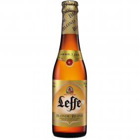 Blonde beer filtered Leffe, 6.6% alc., 0.33L, Belgium