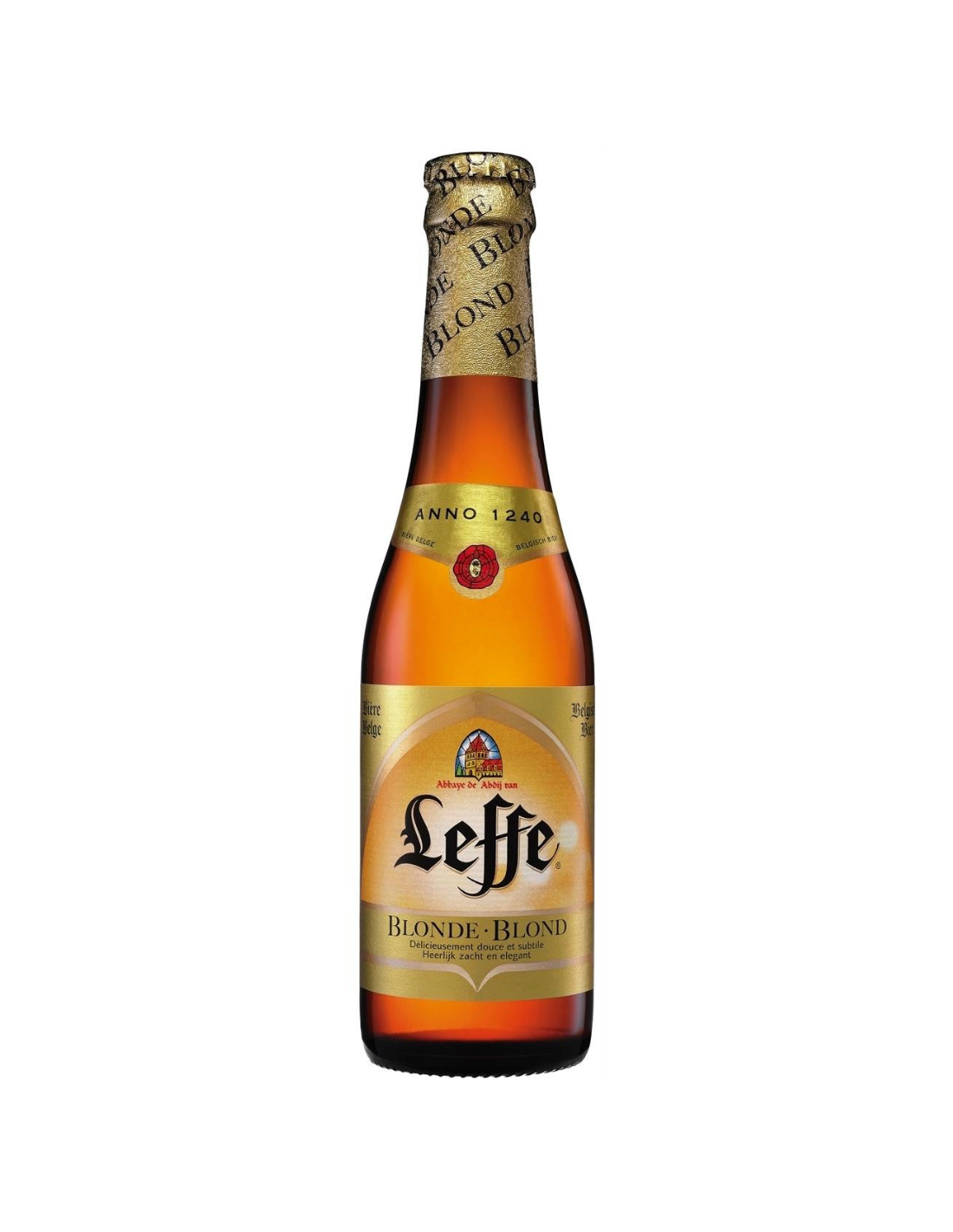 Bere blonda, filtrata Leffe, 6.6% alc., 0.33L, Belgia alcooldiscount.ro