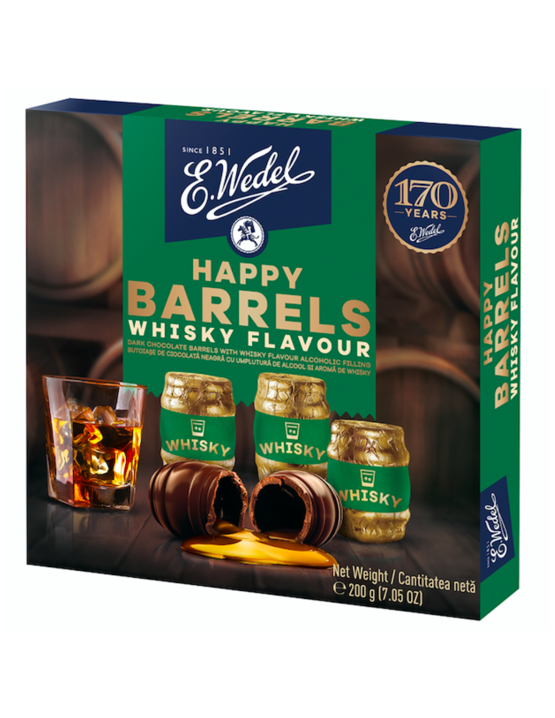 Bomboane butoiase E. Wedel Happy Barrels Whisky Flavours, 200 g alcooldiscount.ro