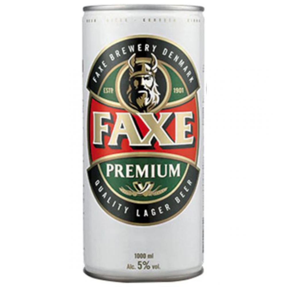 Bere blonda, filtrata Faxe Premium, 5% alc., 1L, Danemarca