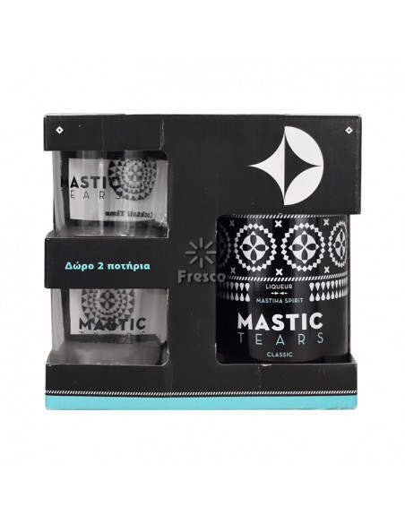 Mastic Tears Clasic Liqueur + 2 glasses, 24% alc., 0.7L, Greece