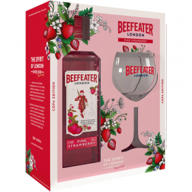 Gin Beefeater Pink Strawberry + 1 pahar, 37.5% alc., 0.7L, Anglia