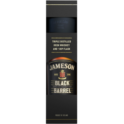 Jameson Black Barrel Whisky + Hip Flask, 0.7L, 40% alc., Ireland