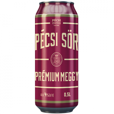 Pecsi Meggy Ale Lager Beer, 4% alc., 0.5L, Hungary