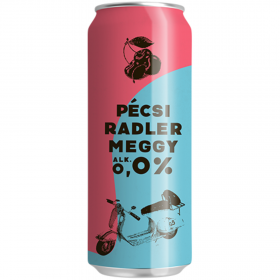 Bere blonda, fara alcool Pecsi Radler Meggy, 0% alc., 0.5L, Ungaria