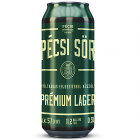 Pécsi Sör Prémium Lager beer, 5% alc., 0.5L, Hungary