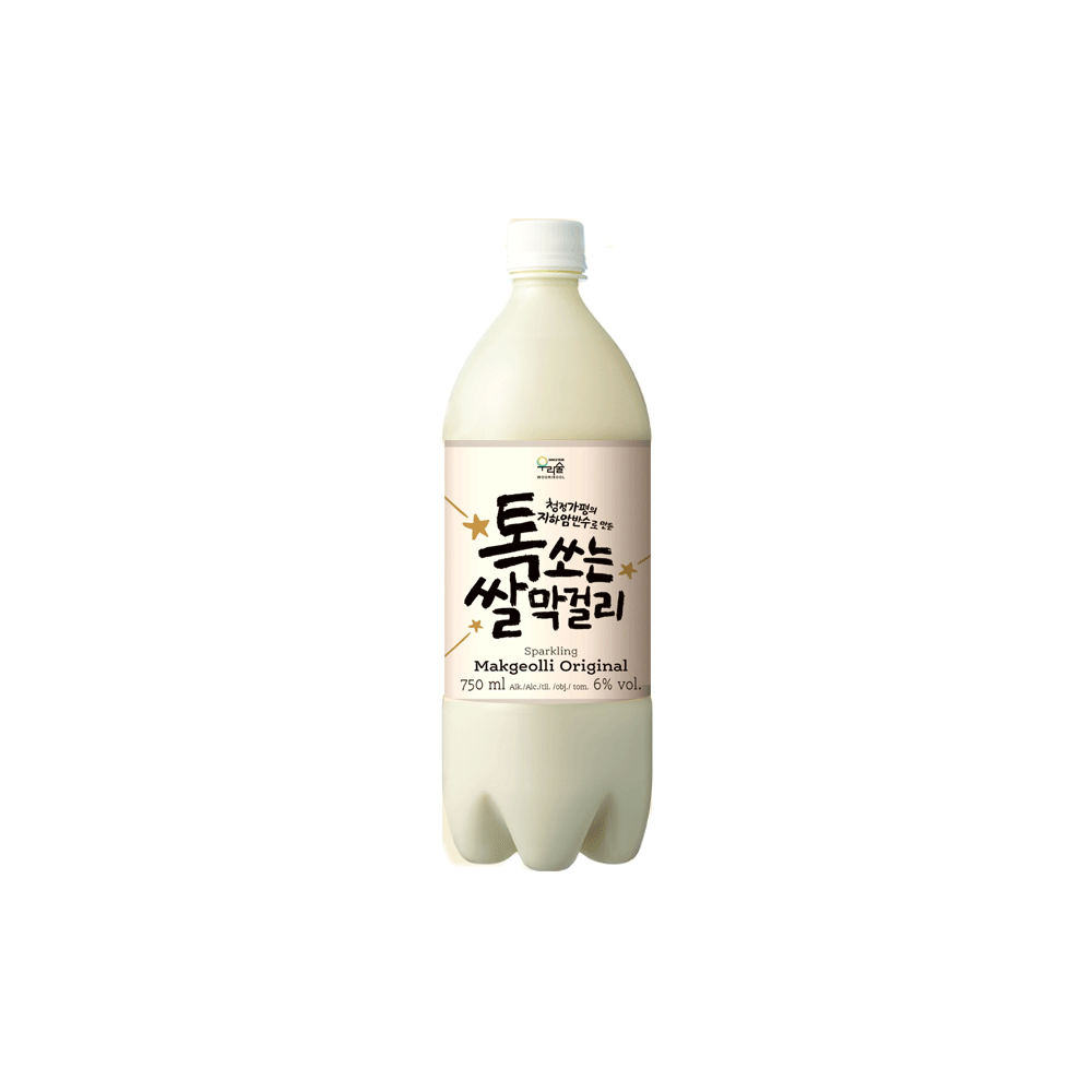 Woorisool Sparkling Rice Makgeolli, 6% alc., 0.75L, Coreea de Sud